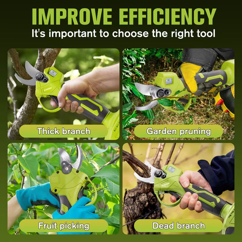 Electric Pruning Shears, Equipped With Two Rechargeable Lithium Batteries And An LCD Display Screen
