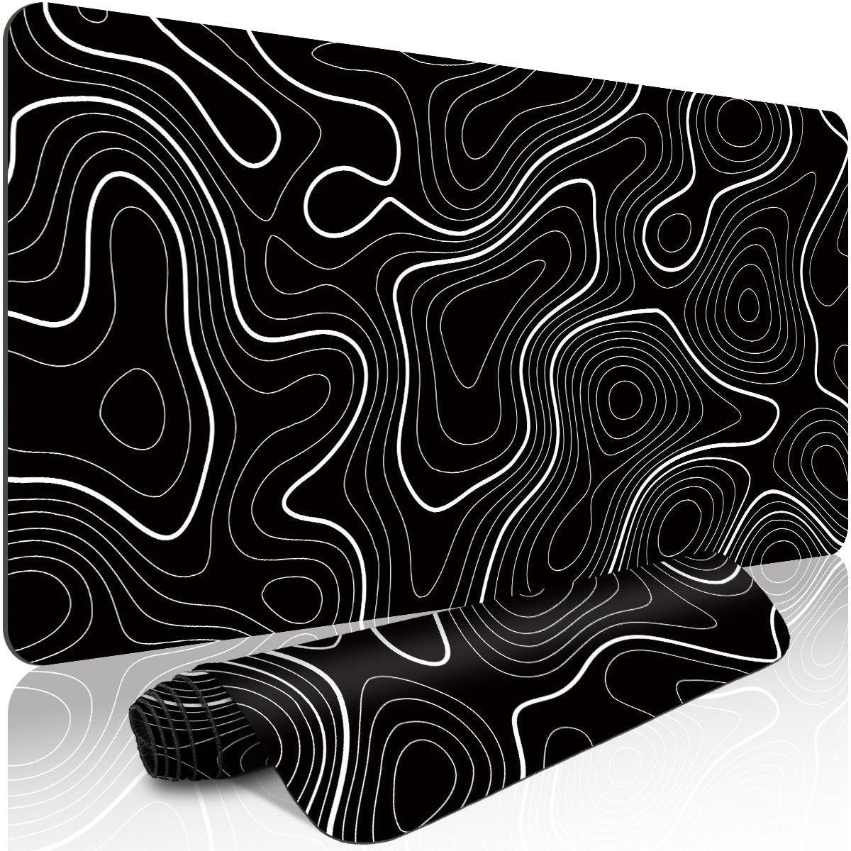 Extended Gaming Mouse Pad and PC Desktop Keyboard Pad Set, Black
