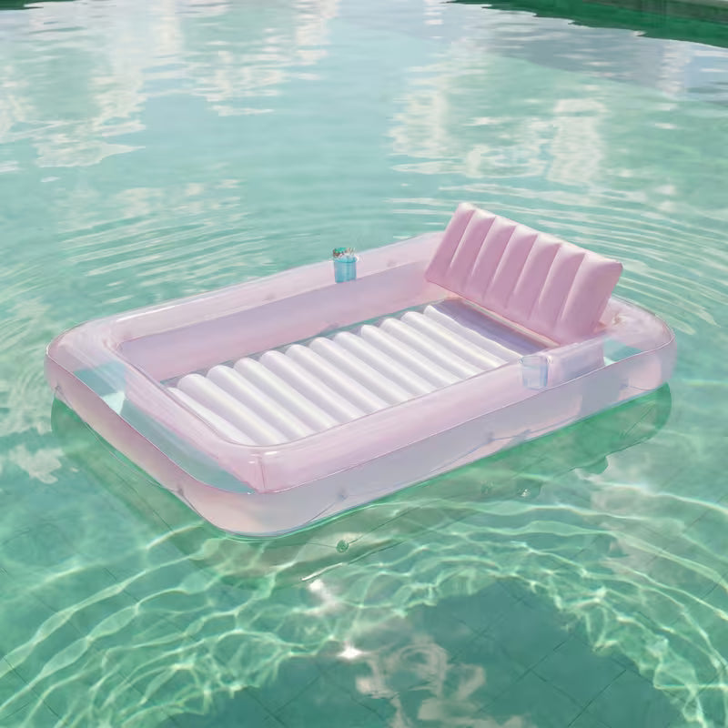 JOYIN 85" X 57" Inflatable Tanning Pool Cyan Pink