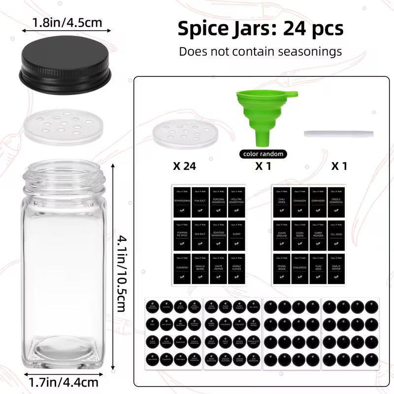 TOMNK 24pcs Metal Cap Sealed Jars, Food Storage, 3.6Oz Transparent Glass Seasoning Jars