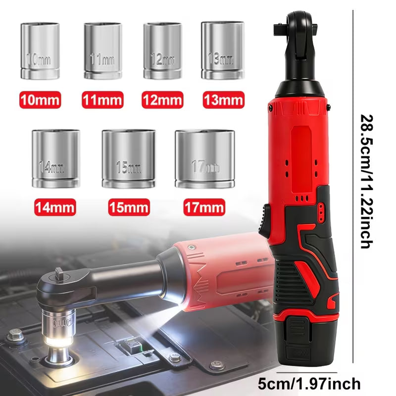12V Electric Ratchet Wrench, 3/8-inch Wireless Ratchet Wrench, 38 Ft-lb-ft High Torque