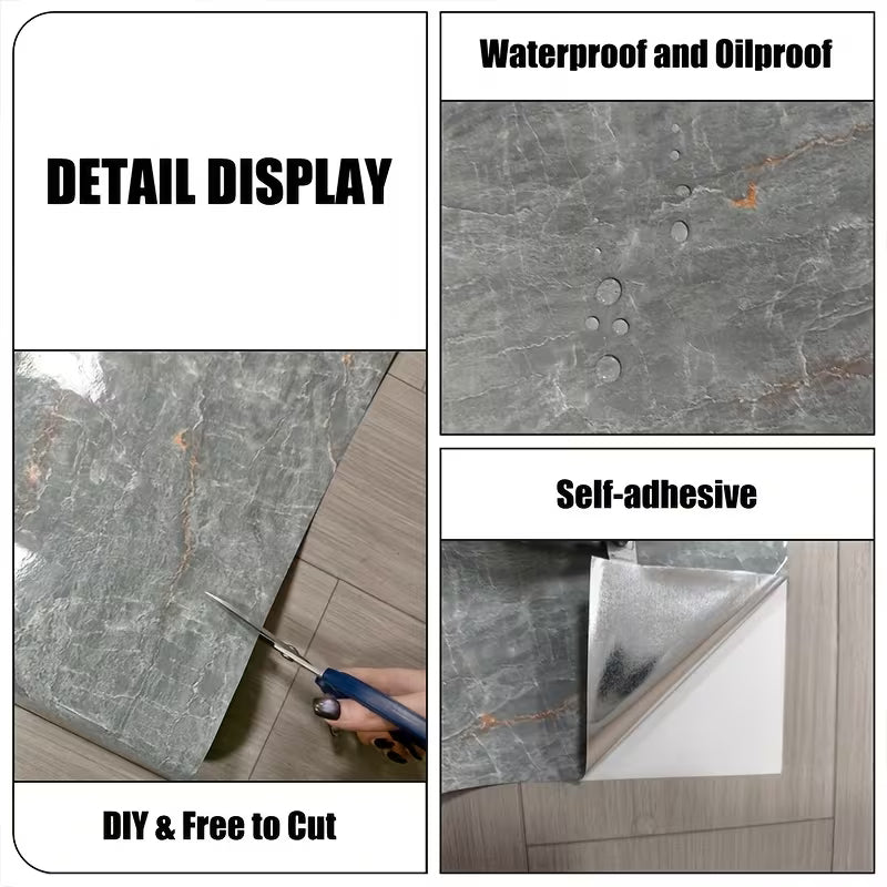 196.85inch Roll of Marble-Like Self-Stick Vinyl Wallpaper
