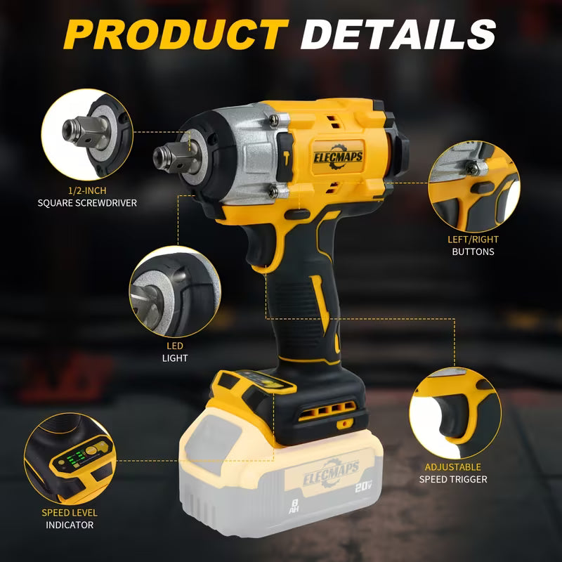 Upgraded 20V Brushless Compact Power Tool Combo Kit, Cordless Drill, Impact Driver & Impact Wrench