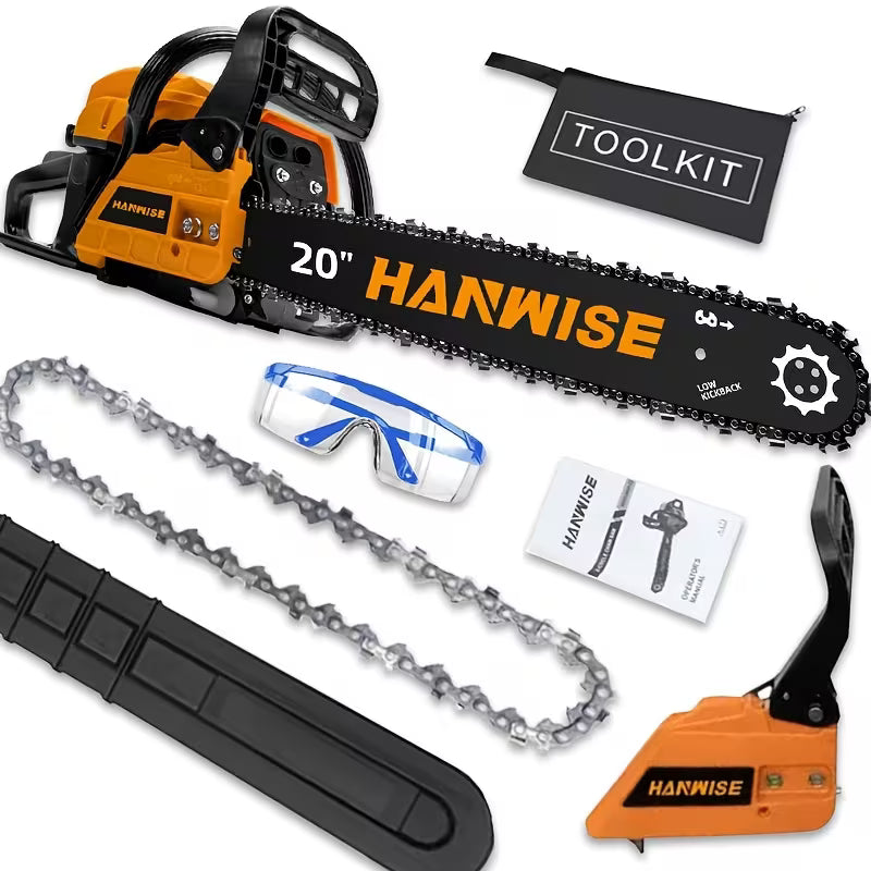 20-Inch Heavy-Duty 58CC Gasoline Chainsaw for Forestry/Wood Cutting, Easy Manual Start