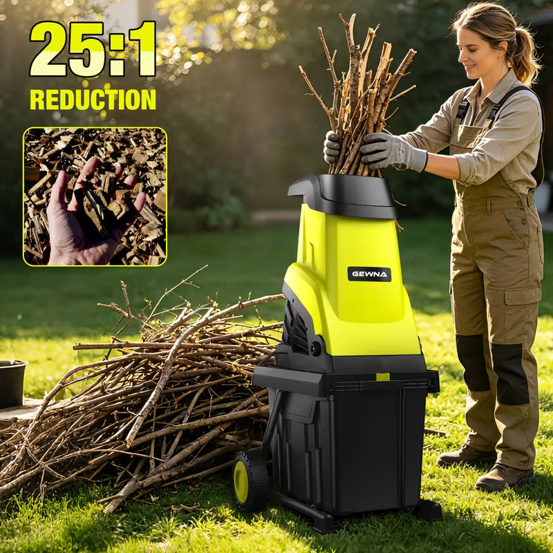 Wood Chipper, 1800W High Power Garden Branch Shredder, Wood