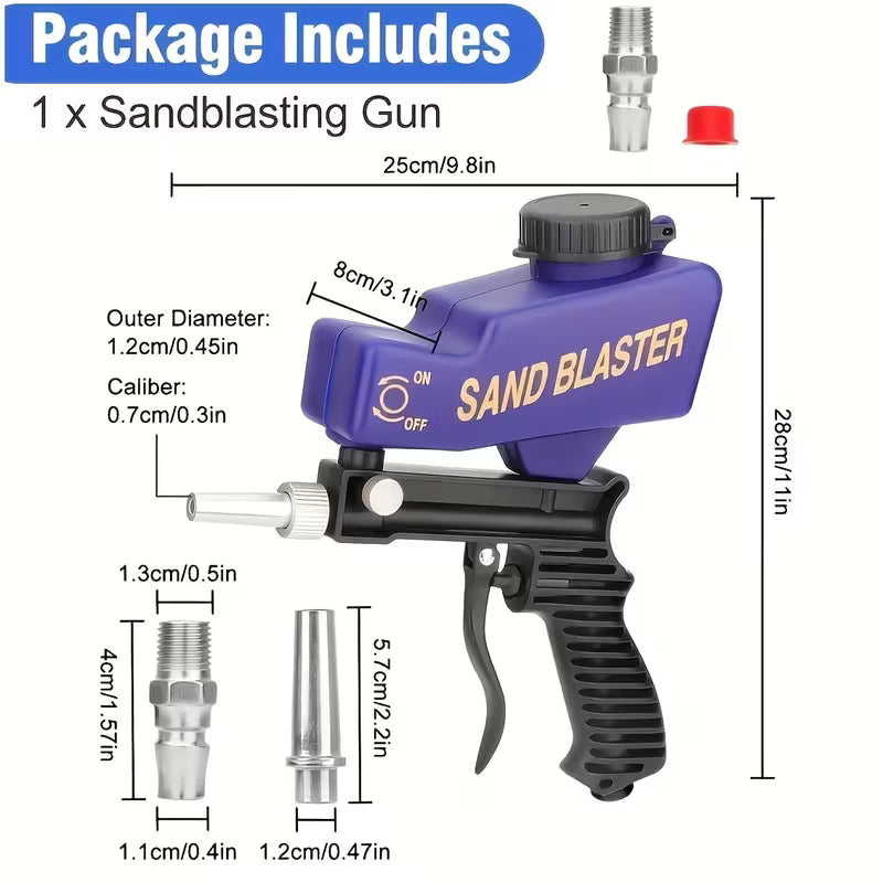 Portable Sandblaster Gun with Ergonomic Handle - 600Cc Capacity, Ideal for Paint And Rust Removal