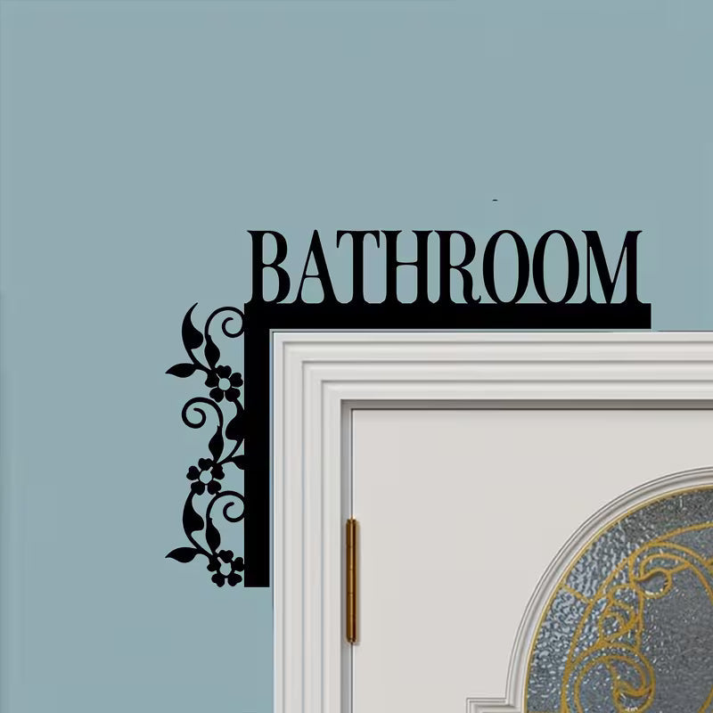 1pc an Elegant Metal Bathroom Door Sign, Wall-Mounted Wrought Iron Decorative Sign