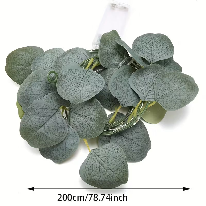 1pc of Decorative Light String with Eucalyptus Leaves, 78.74 inch Long with 20 Lights