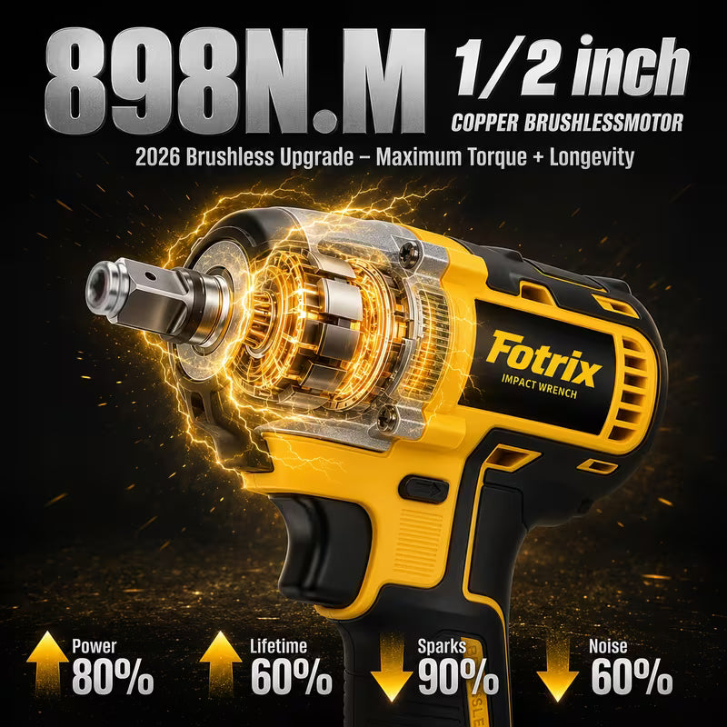 21V Brushless 1/2" Impact Wrench Kit, High Capacity Battery And Multi-Piece Accessory Set
