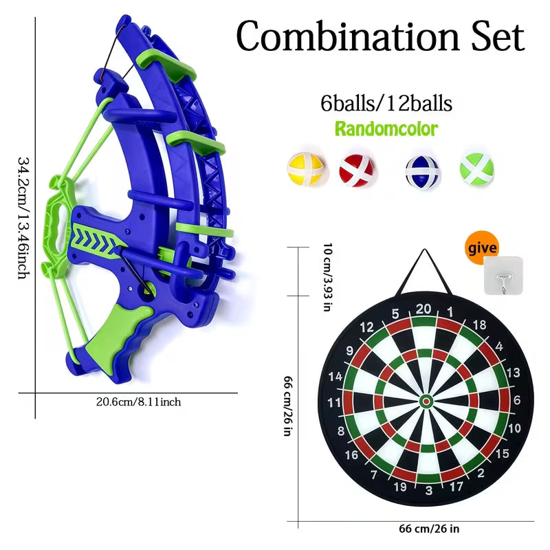 2-In-1 Game Competition 26-Inch Dartboard and Plastic Ball Launcher