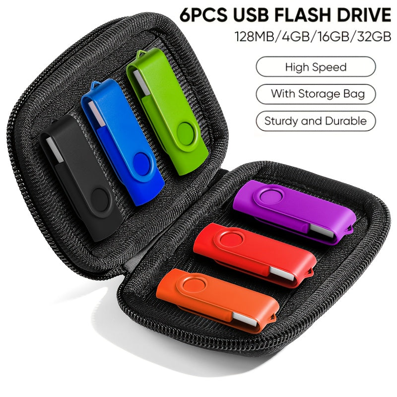 6-Pack 128MB/4GB/16GB/32GB USB Flash Drive Bundle: Portable Storage Sticks