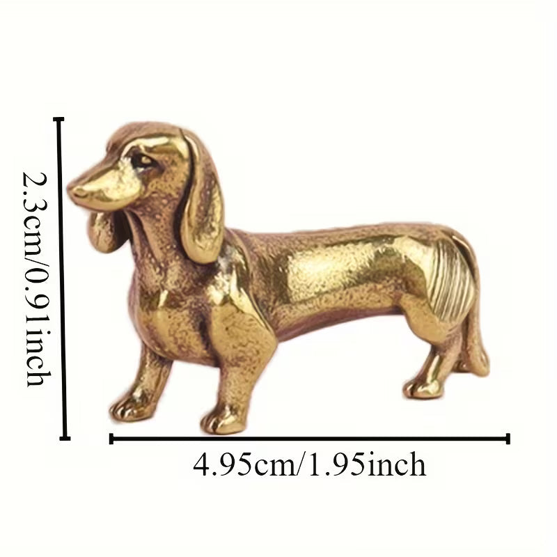 1pc Vintage Corgi Small Sculpture, Handmade Lost Wax Process Dachshund, Desk Decoration