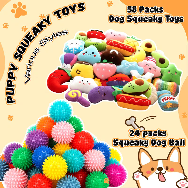 Bulk Pack Dog Squeaky Chew Toys Set