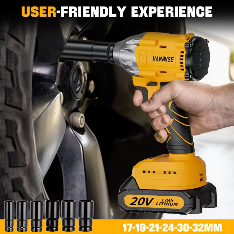 HANWISE Cordless Impact Wrench Set, Ergonomic Grip And Durable Plastic Structure 350N. M (260 Pound