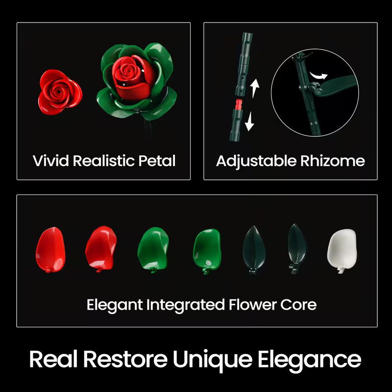 Rose and Lily Artificial Flower Decoration DIY Building Block Bouquet