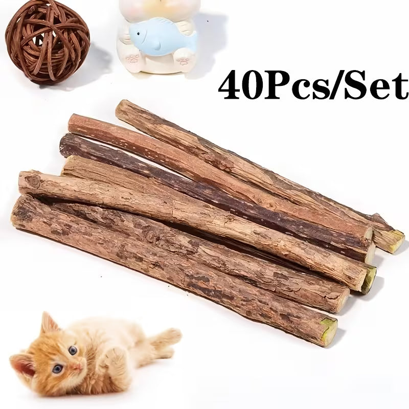 Pack Is Suitable for Pet Cats' Healthy Grinding Teeth Sticks. Set, Wooden