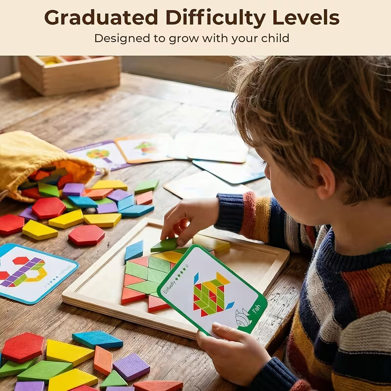 209-Piece Wooden Shape Blocks for Children