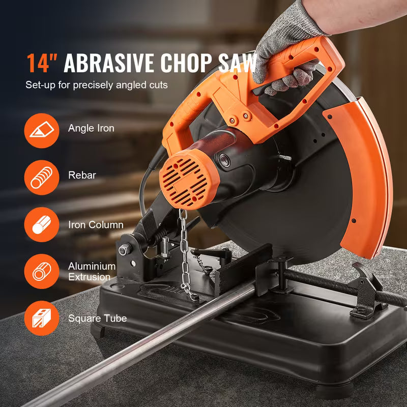 VEVOR Abrasive Chop Saw, 14"/355mm Blade Diameter Cut Off Saw, 2300W 3600RPM Steel Cutting Machine