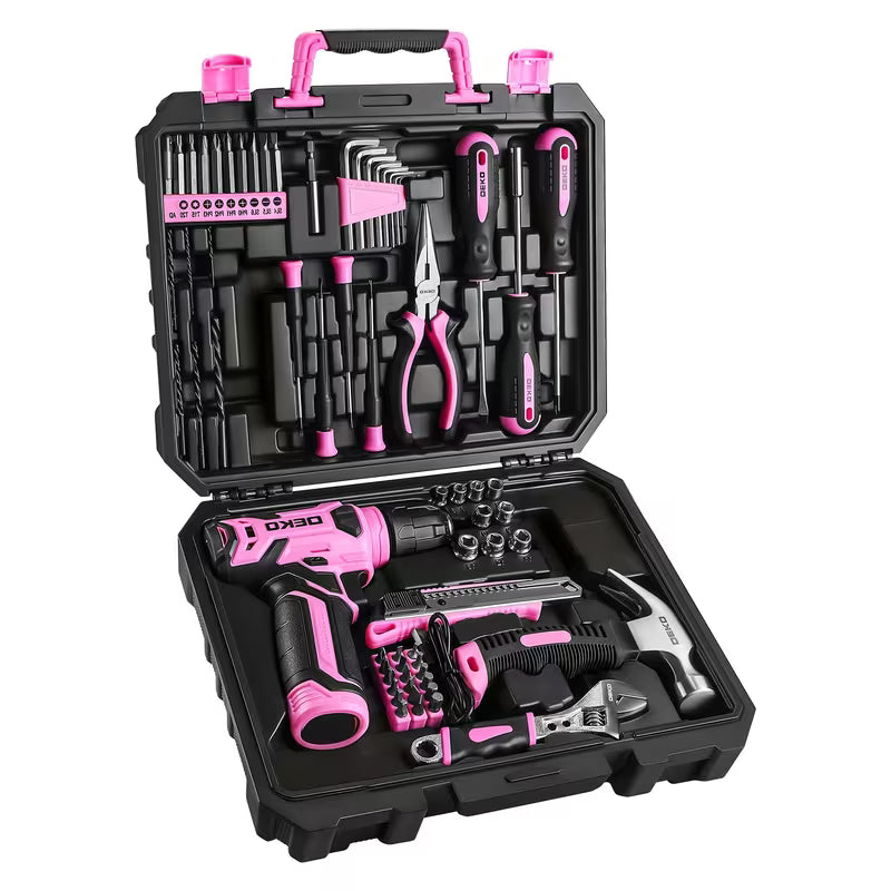 DEKO 128/151pcs Household Power Tool Set With 8V/12V Cordless Drill Driver