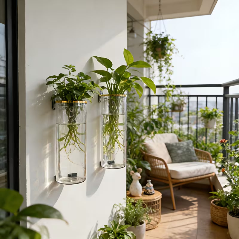 Multi-Size Transparent Cylindrical Planter, Upgrade Wall-Mounted Planter, Clear