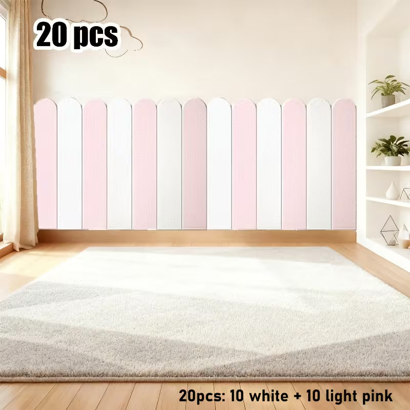 20pcs 3D Foam Wall Panels (23.62x5.87in), Thickened Foam Anti-Collision Wall Skirt