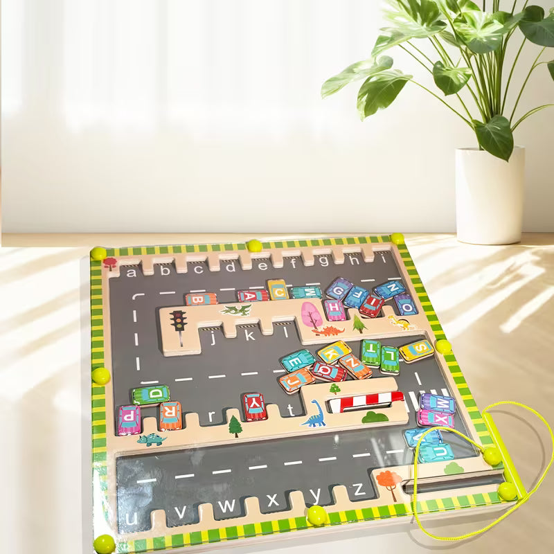 Wooden Dinosaur Magnetic Alphabet Maze Learning Toys