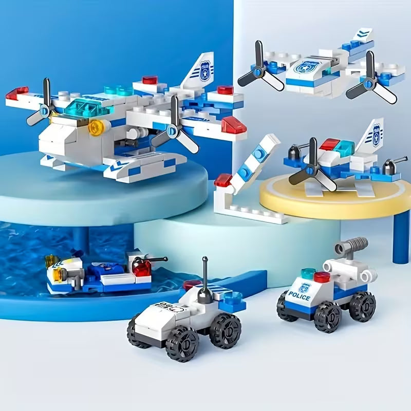 6-In-1 City Police Theme Building Block Set