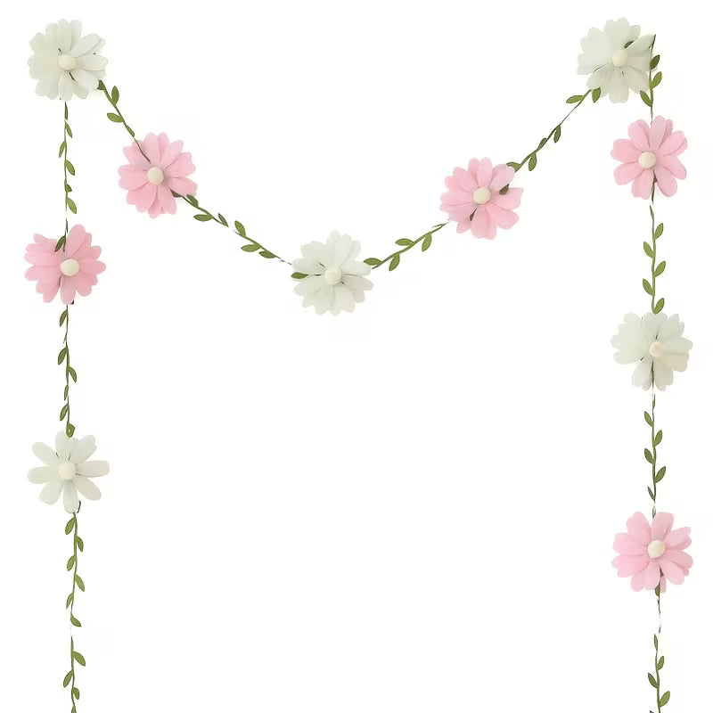 Boho Colorful Felt Daisy Flower Garland Set