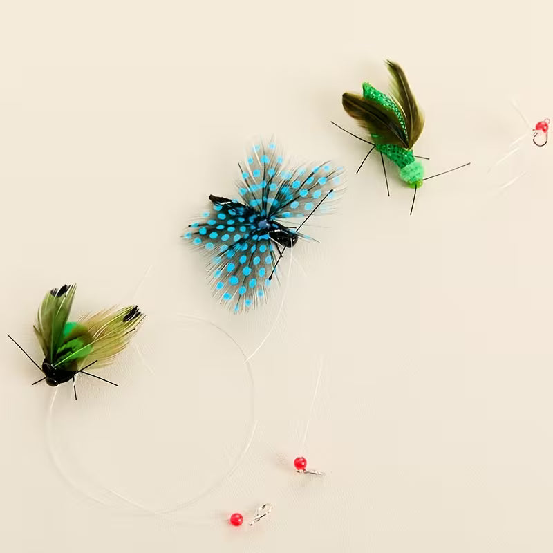 Cat Toy Set, 3 pcs Feather Toys, Polyester