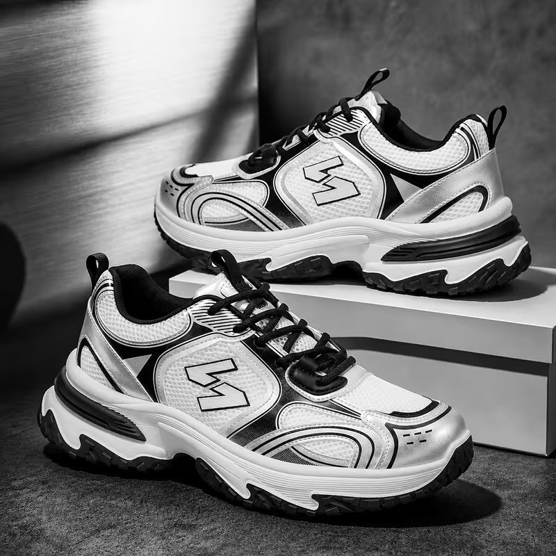 Men's Dad Shoes, Mesh Breathable Platform Sneakers, Retro Casual Running Shoes