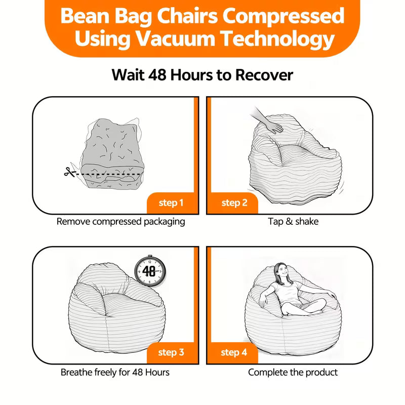 Memory Foam Bean Bag Chair, 39 Inch with Backrest And Armrests