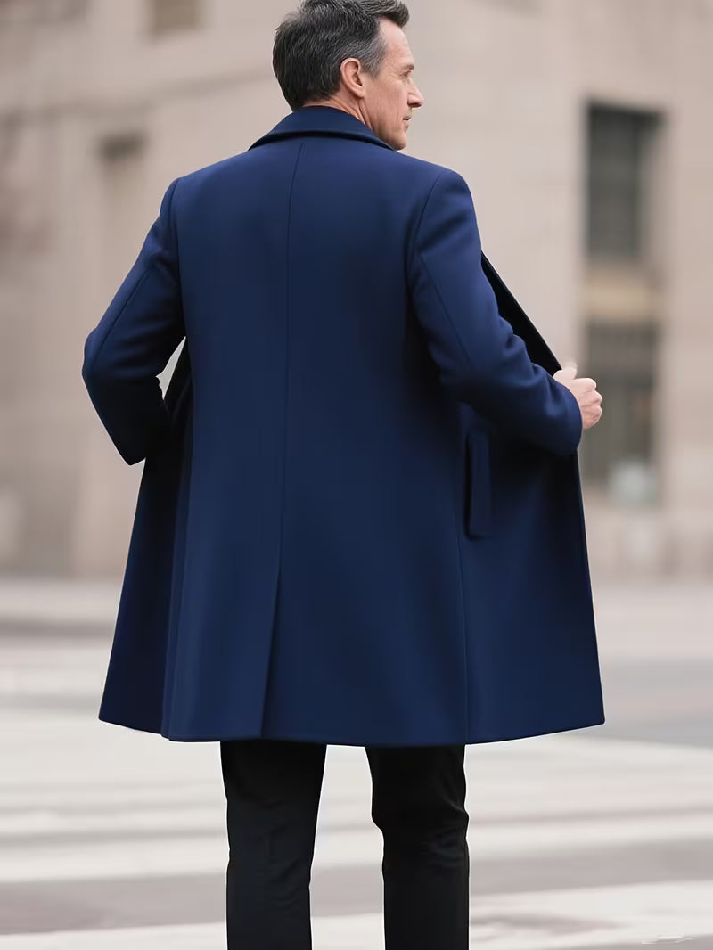 BOWOWOR Men'S Elegant Solid Gray Trench Coat, Polyester, Gray
