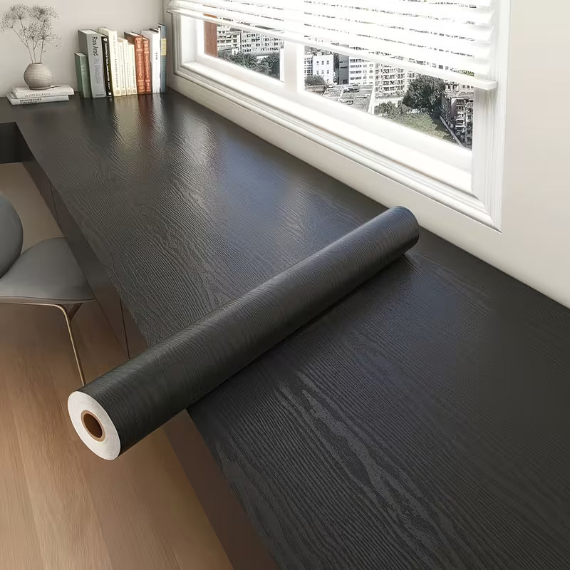 Roll of High-Quality Waterproof And Removable Black Wood, Wood, Black