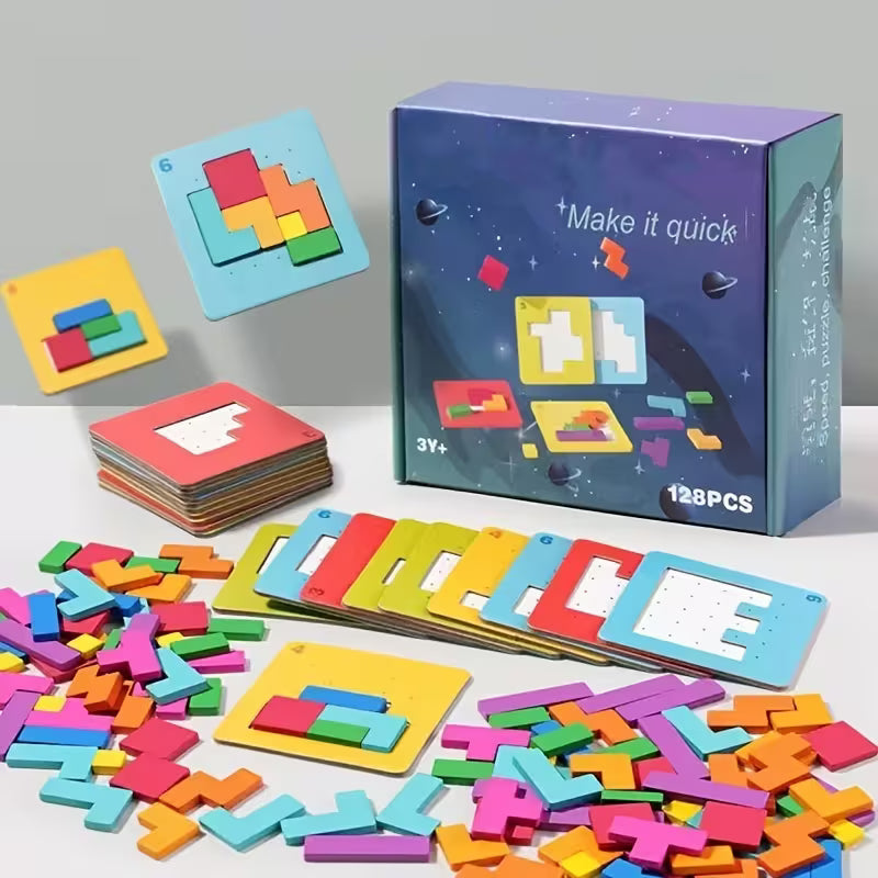 Puzzle Battle Toy Set Includes 20 Puzzle Cards with Different Colored