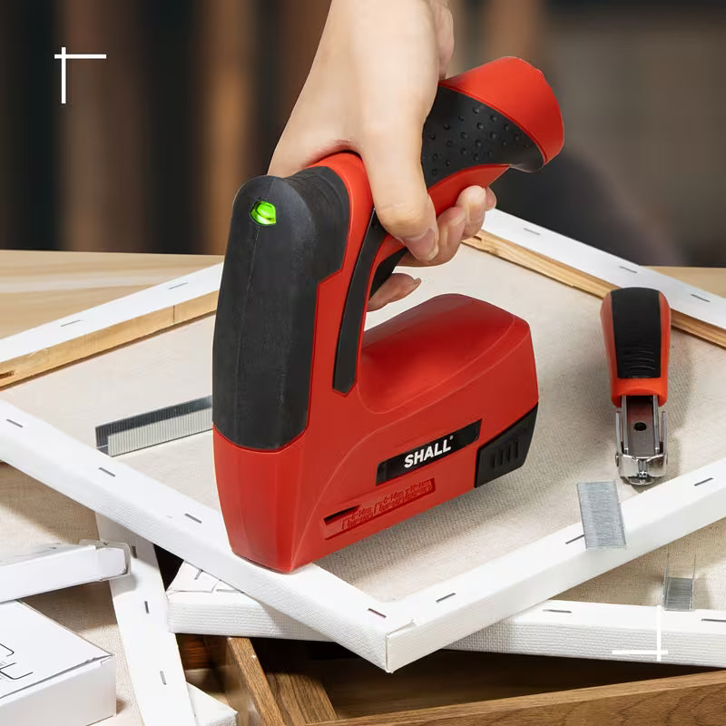 WPM Red Electric Staple Gun, 2-In-1 Cordless Upholstery, Wood, Red