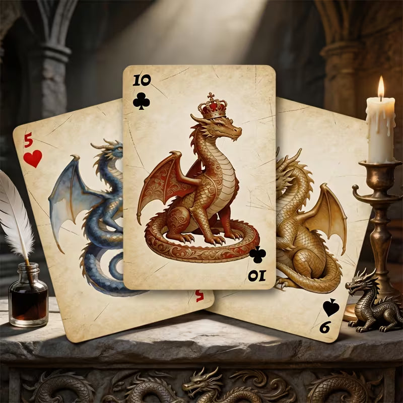 Collectible Dragon-themed Playing Cards, Durable Material, Unique Retro Design, 54