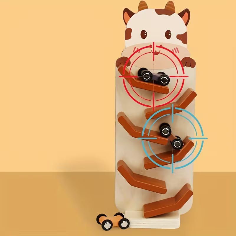Wooden Animal Sliding Rail Car
