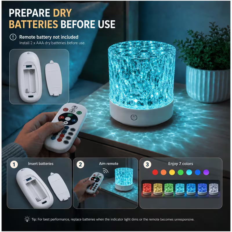 2026 Upgraded USB-Powered Aurora Water Ripple Projection Smart Light, Rotating Multicolor
