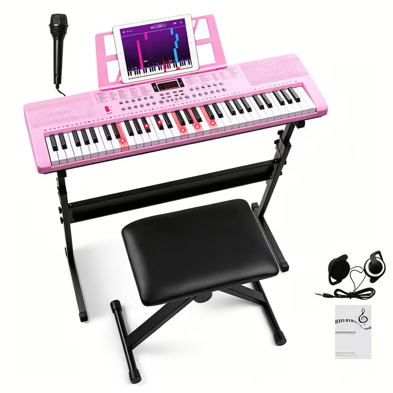 61-Key Electronic Keyboard with LED Lights