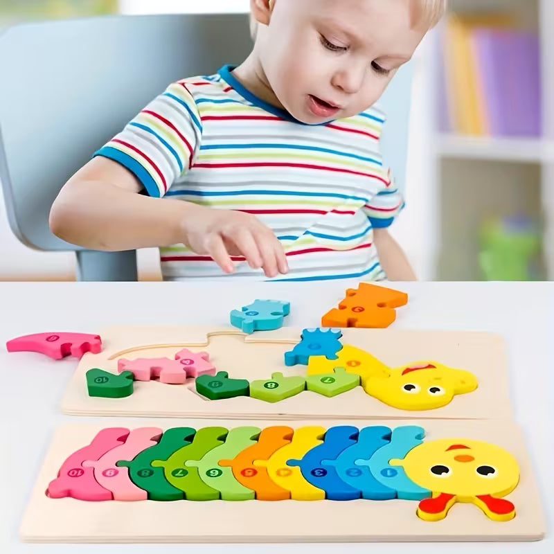Intelligence Wooden Colored Animal Puzzle Transportation