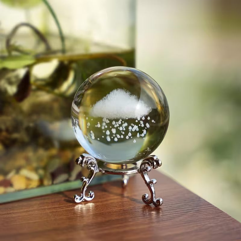 60mm (2.3inch) 3D Lightning Cloud Crystal Decorative Ball Paperweight With Free Stand