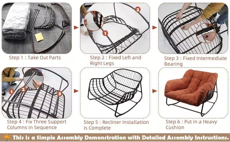 Papasan Rocking Chair Outdoor, All Weather Wicker Papasan, Metal
