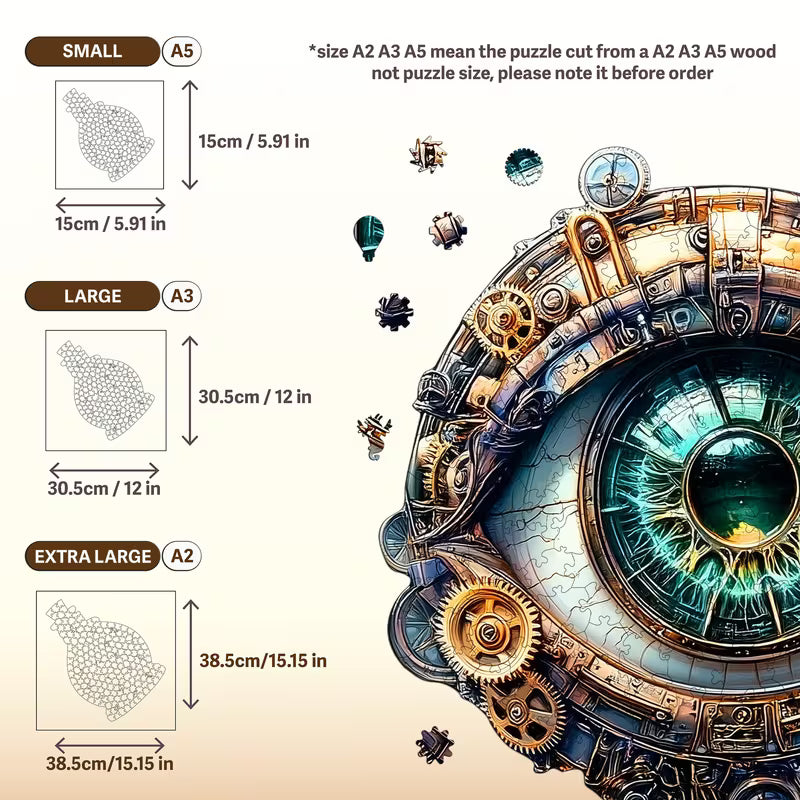 Wooden Puzzle Sizes Available: 210pcs 150pcs 40pcs Steampunk Eye Wooden Set, Wooden