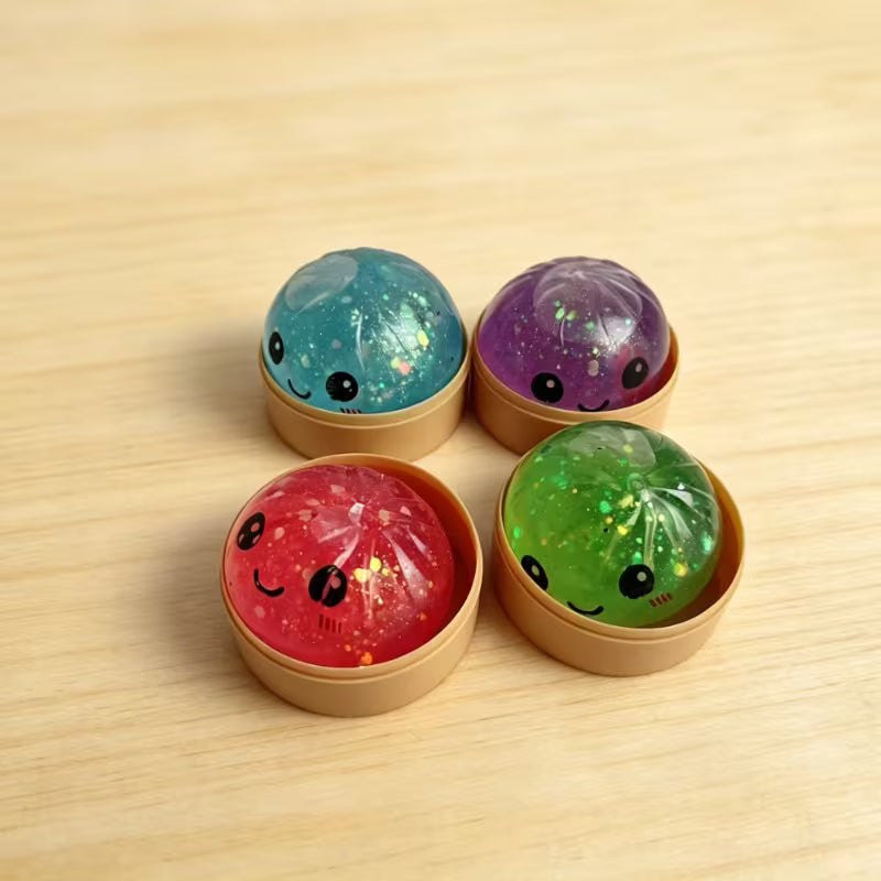Set of 4 Dumplings + 4 Steamer Glitter, Random Color