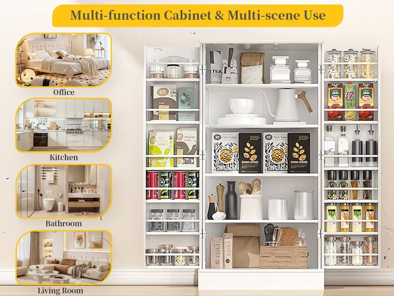 47 Inches Pantry Cabinet, Kitchen Pantry Cabinet with Adjustable Shelves