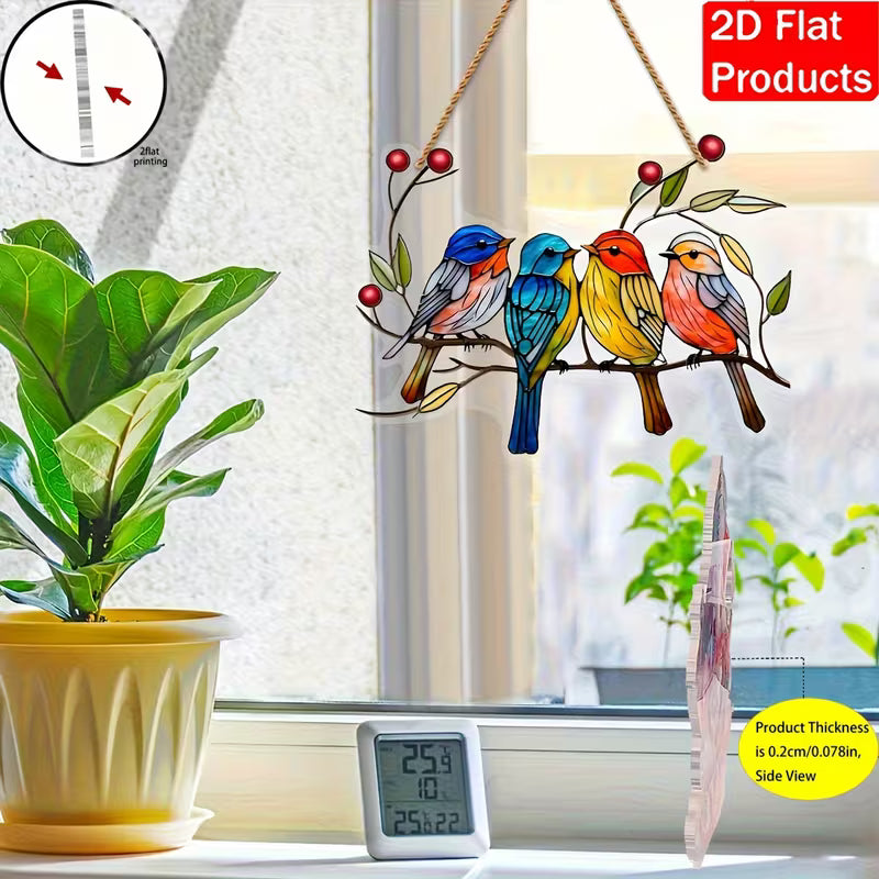 2D Flat, 2D Flat Acrylic Red Bird Window, Acrylic, Red