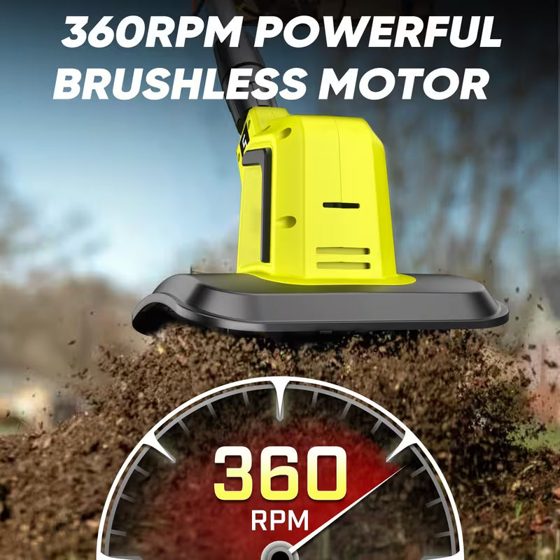 Litekon 24V Cordless Tiller Cultivator, 360RPM Electric Garden Tiller
