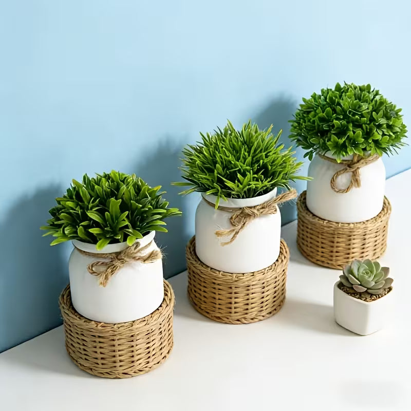 3pcs Realistic Artificial Potted Plants With Pots - Pre-Potted/Outdoor Fake Suitable