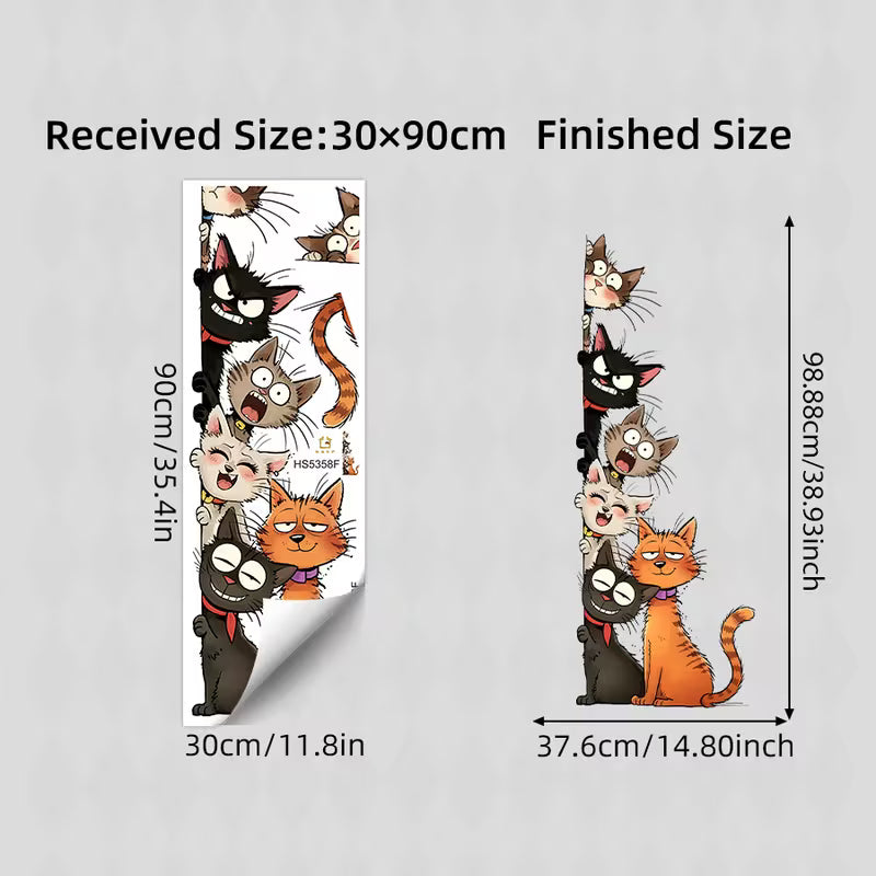 1pc Cute Cartoon Cat Wall Decals Funny Cat Stickers for Door Home Decor Removable Art Mural