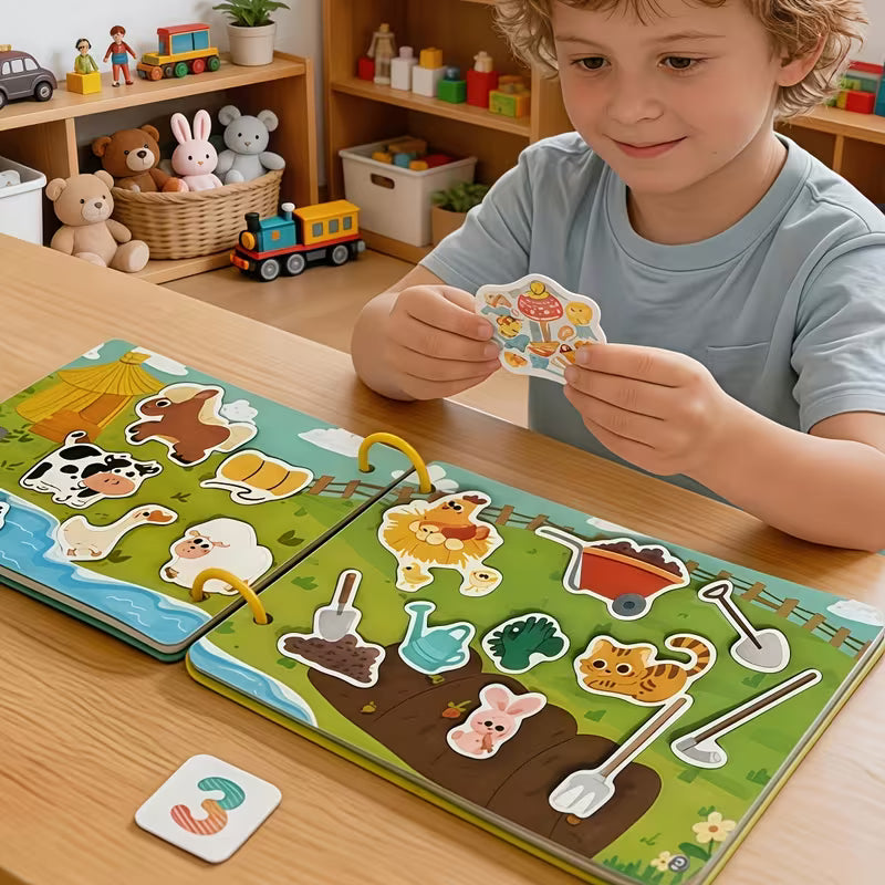 Reusable Animal-themed Busy Book 1 Interactive Activity Book
